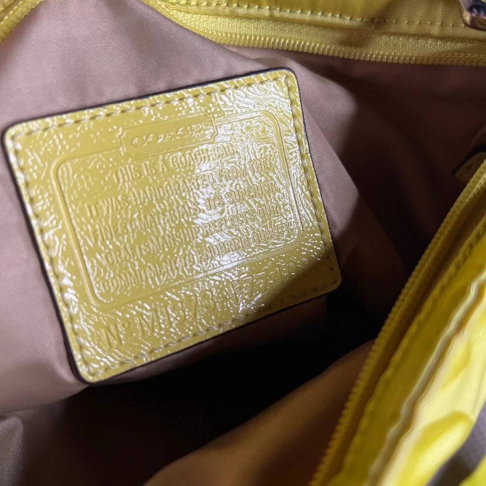 Coach Signature C Satin Crossbody Bag Neon Yellow F77408 Messenger Bag